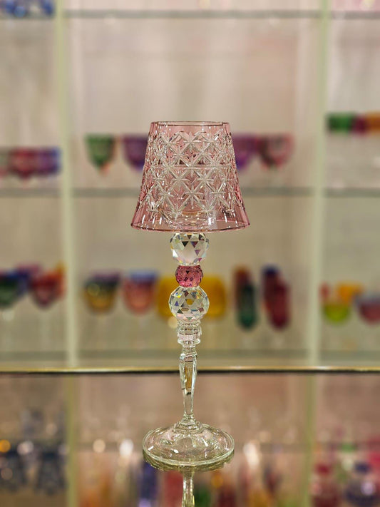 Elegant Crystal Candle Holder: 25cm Decorative Glass Table Lamp for Modern Home Decor