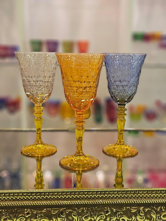 Elegant Handcrafted 6-Piece Wine Goblet Set: 250ml Colorful Textured Glass for Luxury Dining