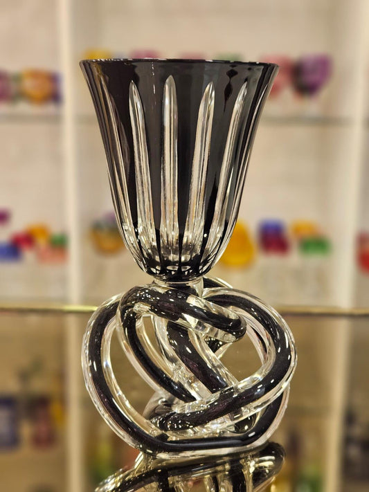 Exquisite Murano Glass Wine Goblet - Hand-Painted Spiral Base, Luxury Barware & Elegant Home Decor