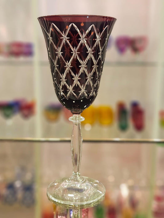 Elegant Hand-Painted Star Crystal Wine Goblet - Vintage Cut Glass Luxury Drinkware Gift (280ml)