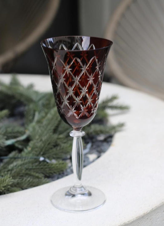 Elegant Hand-Painted Star Crystal Wine Goblet - Vintage Cut Glass Luxury Drinkware Gift (280ml)