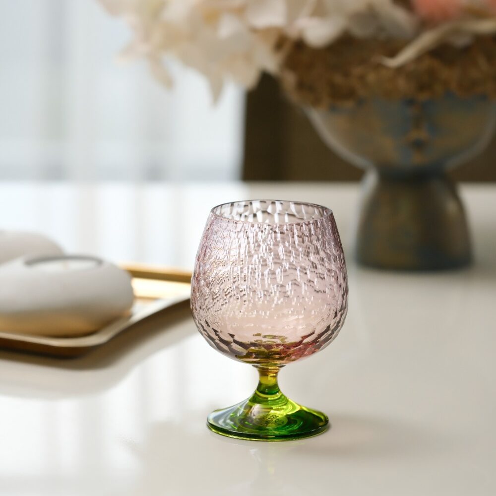 Hammered Crystal-Ardor Goblet - Pink
